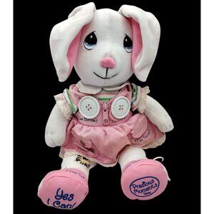 Precious Moments Bunny Plush Yes I Can 2003 Vintage Enesco Learn Button Zip Tie